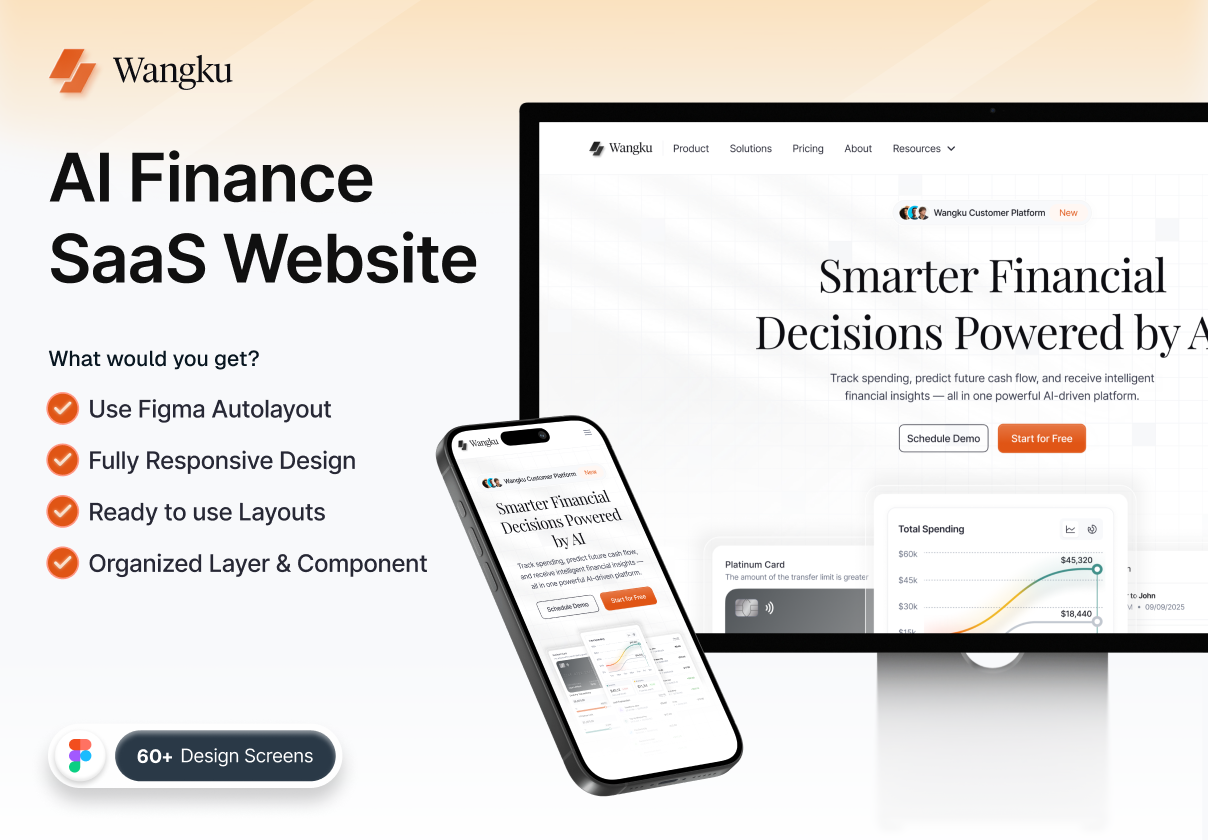 Wangku - AI Finance SaaS Website UI Kit - SaaS design asset by ui8