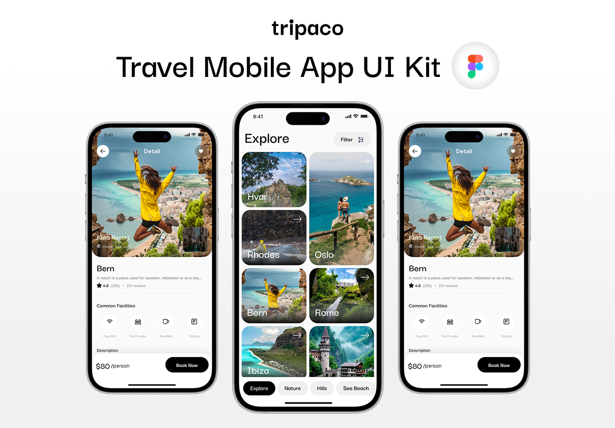 Tripaco - Travel App UI Kit - Mobile design asset by ui8