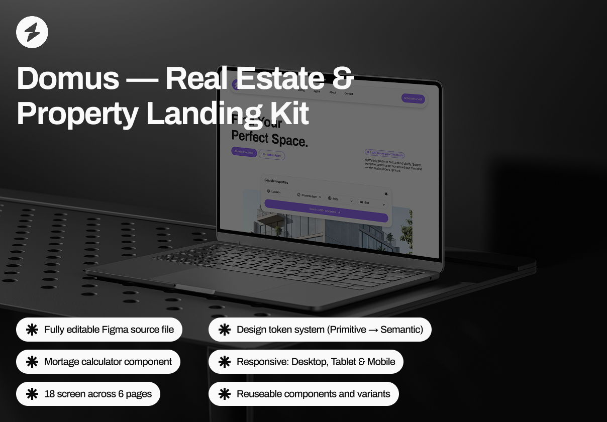 Domus — Real Estate & Property Landing Kit - Landing Page design asset by ui8