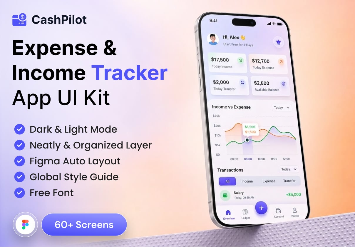 CashPilot- Expense & Income Tracker App - Mobile design asset by ui8