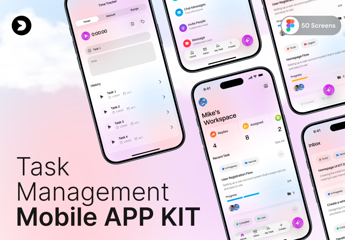 AI Task Management Mobile UI Kit - Mobile design asset by ui8