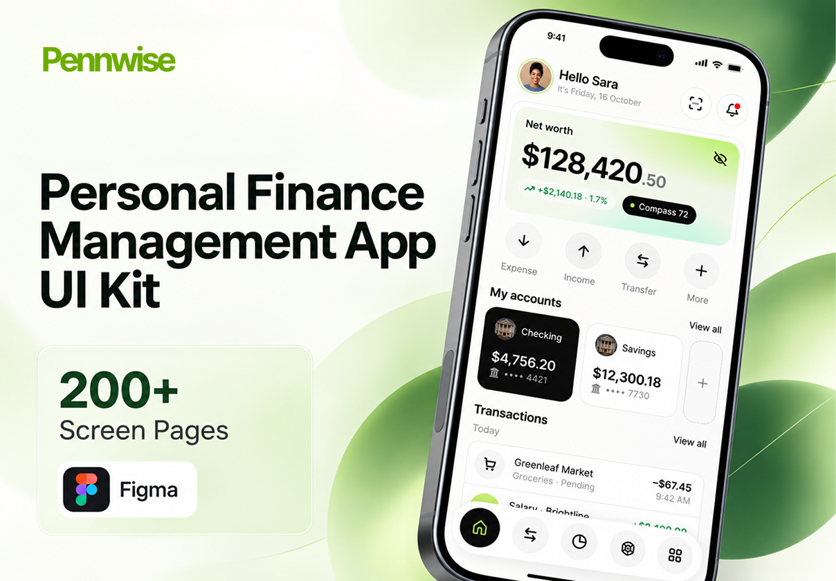 Pennwise — Personal Finance App - Portfolio, Mobile design asset by UI8