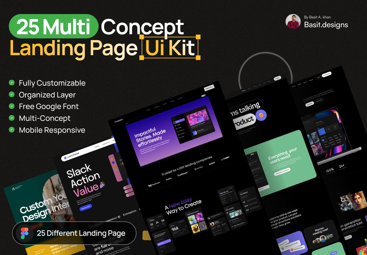 Multi Concept Landing page (25) - Landing Page design asset by ui8