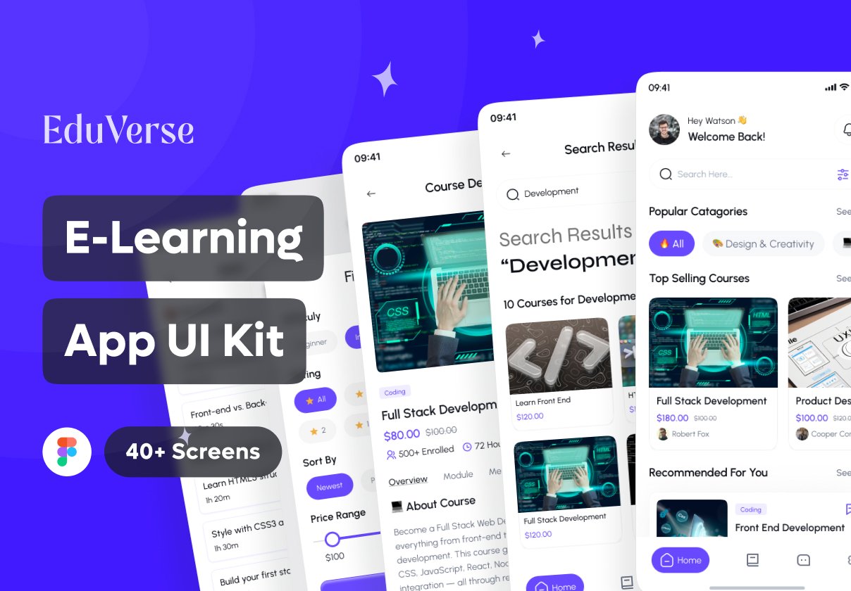 EduVerse-E Learning Mobile App UI Kit
