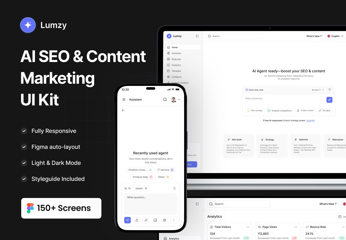 Lumzy – AI SEO & Content Marketing UI Kit