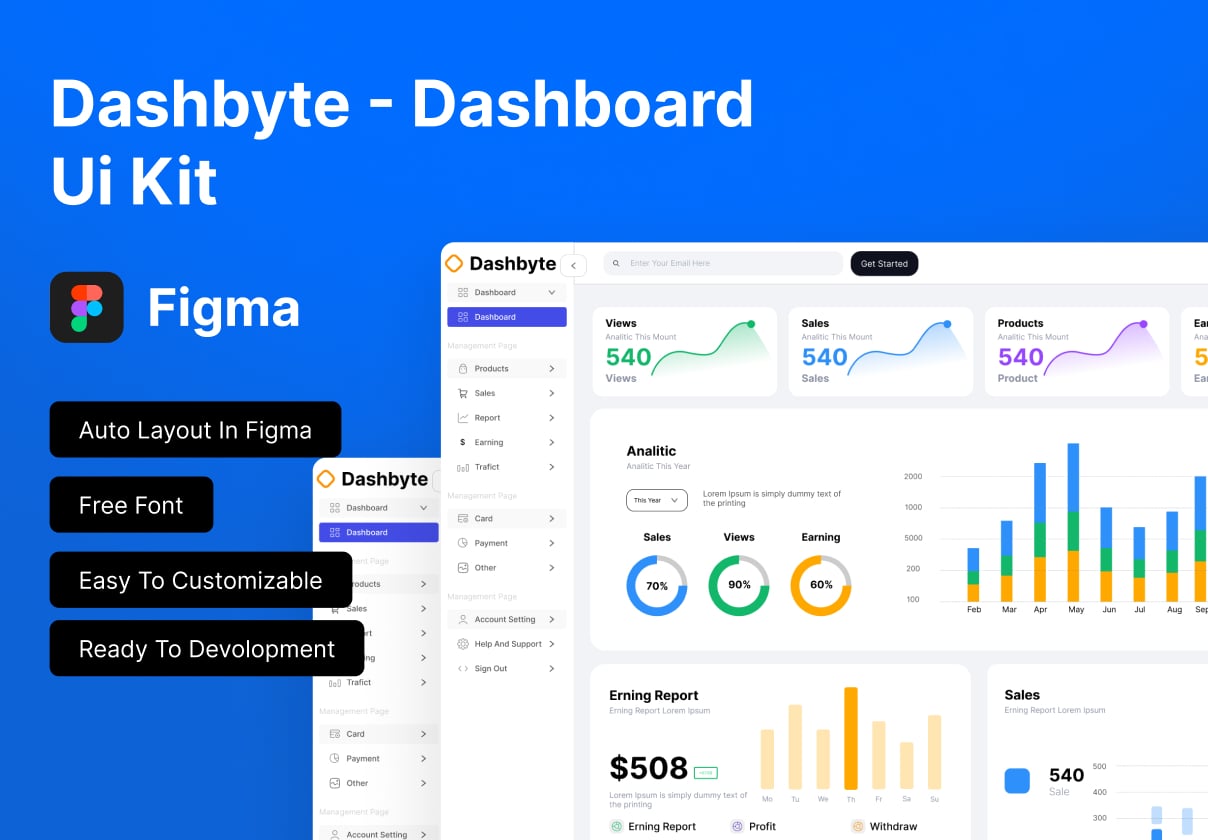 Dashbyte - Dashboard Ui Kit - Dashboard design asset by ui8