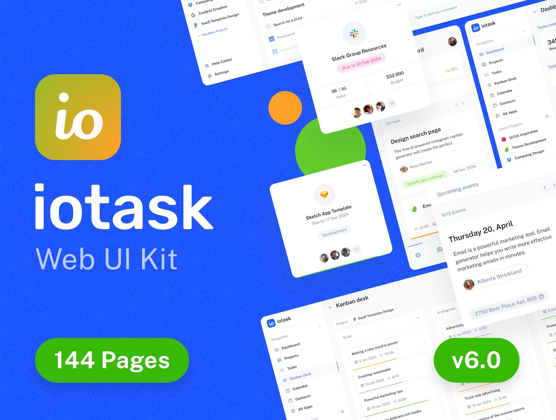 IOTask - web UI kit for project management apps preview 2
