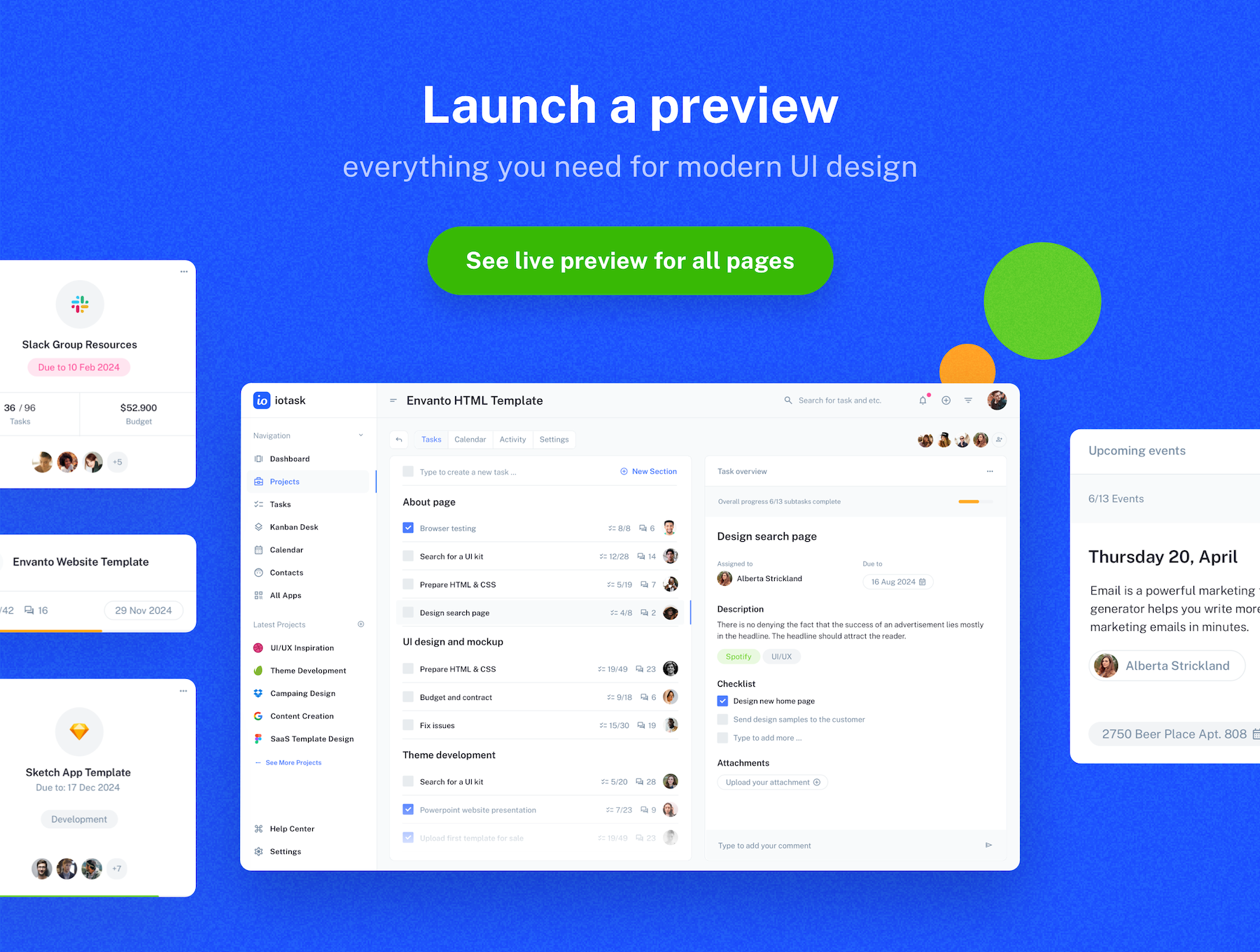 IOTask - web UI kit for project management apps preview 10