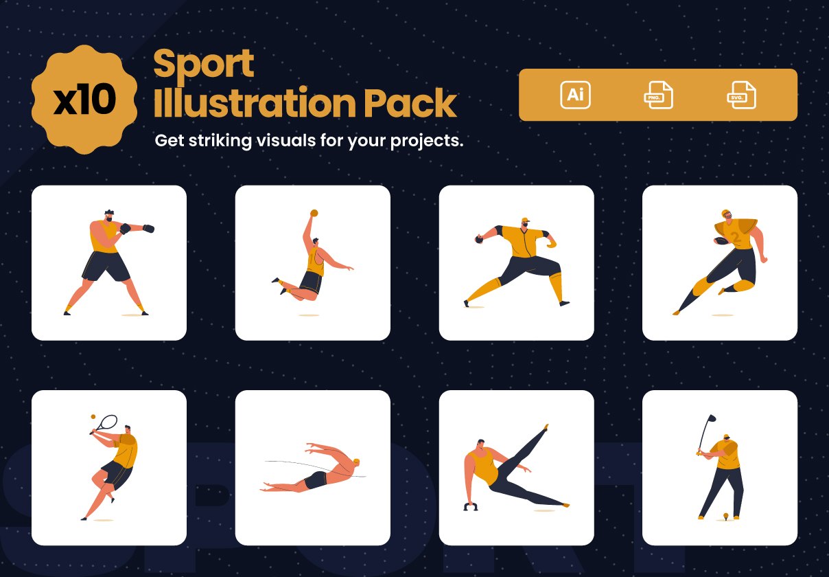 Sports Illustration Pack - Uncategorized design asset by ui8