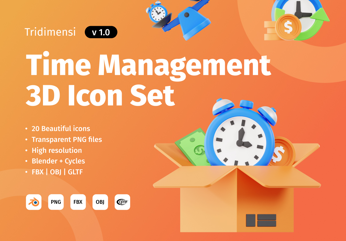 3D Time Management - Uncategorized design asset by ui8