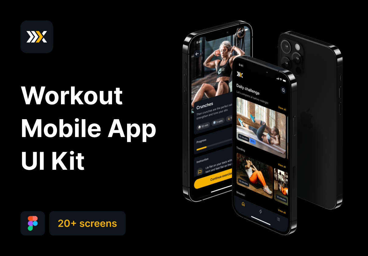 FitX - Workout Mobile App UI Kit - Mobile design asset by ui8