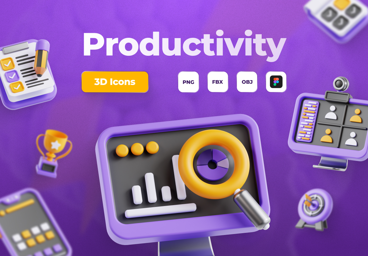 3D Productivity - Ecommerce design asset by ui8