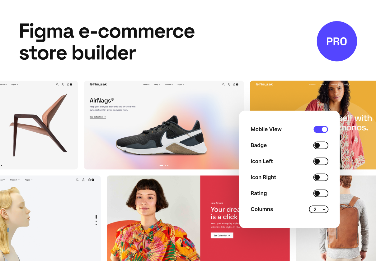 Nayzak Figma E-Commerce Builder - Ecommerce design asset by UI8