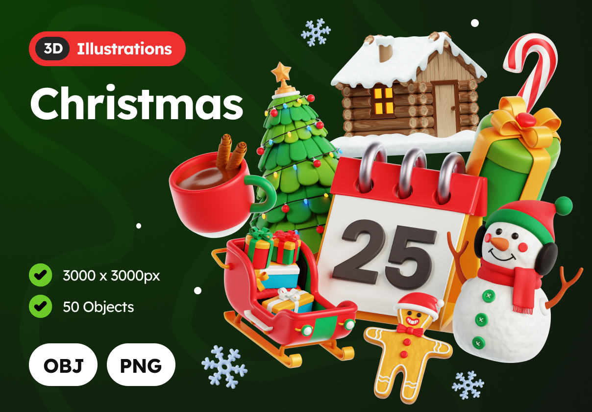 Christmas 3D Illustrations - Uncategorized design asset by ui8