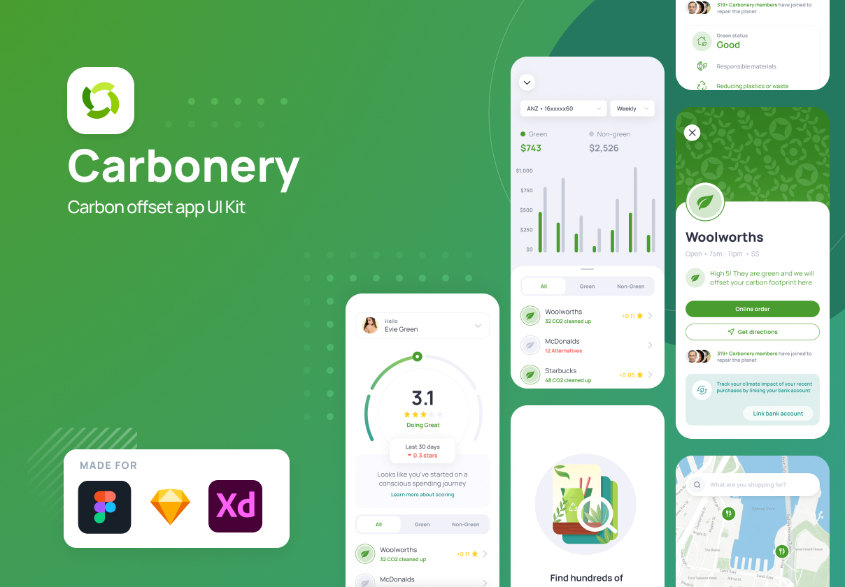Carbonery Mobile UI Kit