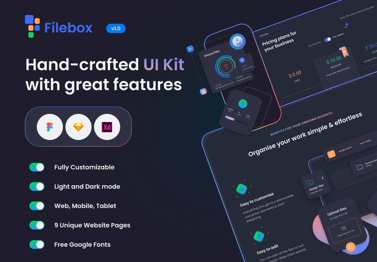 Filebox: SaaS Landing Page Kit