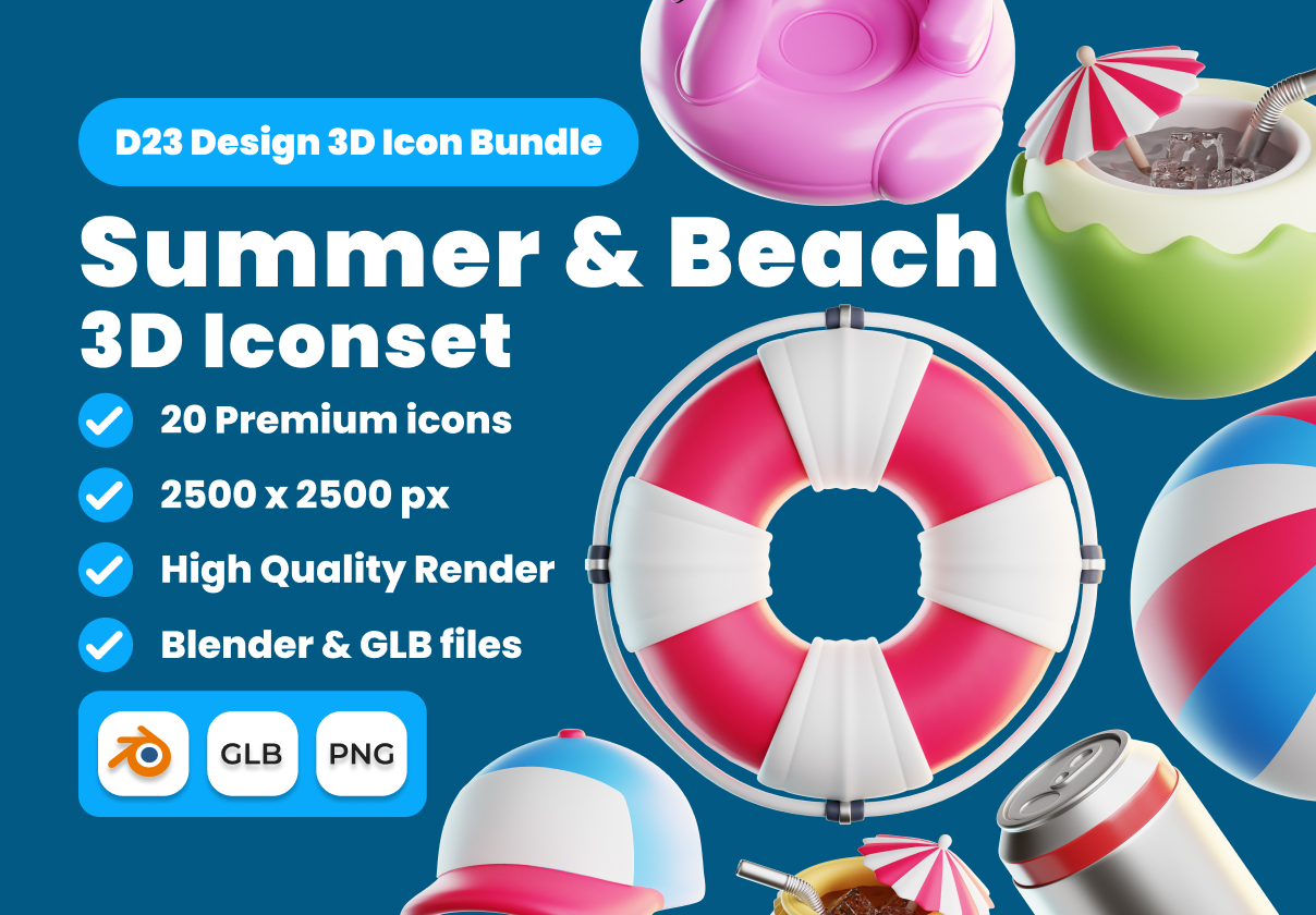 Summer & Beach 3D Illustration Pack