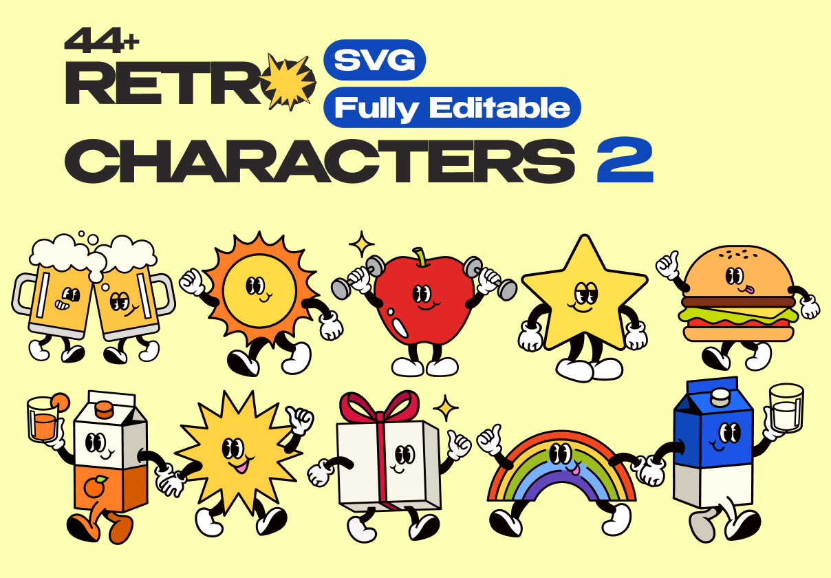 44+ RETRO CHARACTERS 2 - Uncategorized design asset by ui8