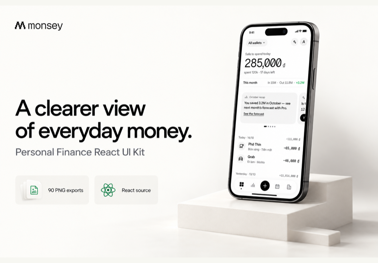 Monsey — Personal Finance React UI Kit - Portfolio design asset by UI8