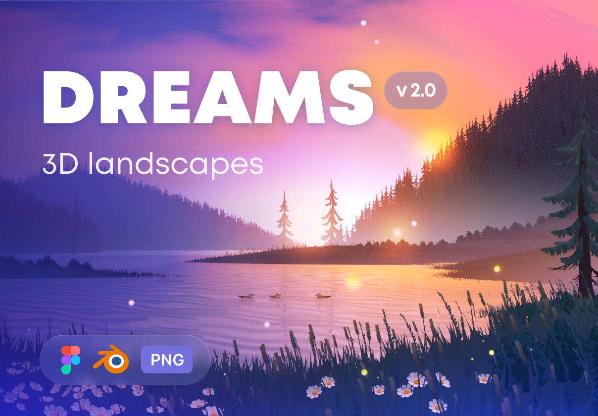 Dreams 2.0 - 3D Landscapes - Uncategorized design asset by ui8
