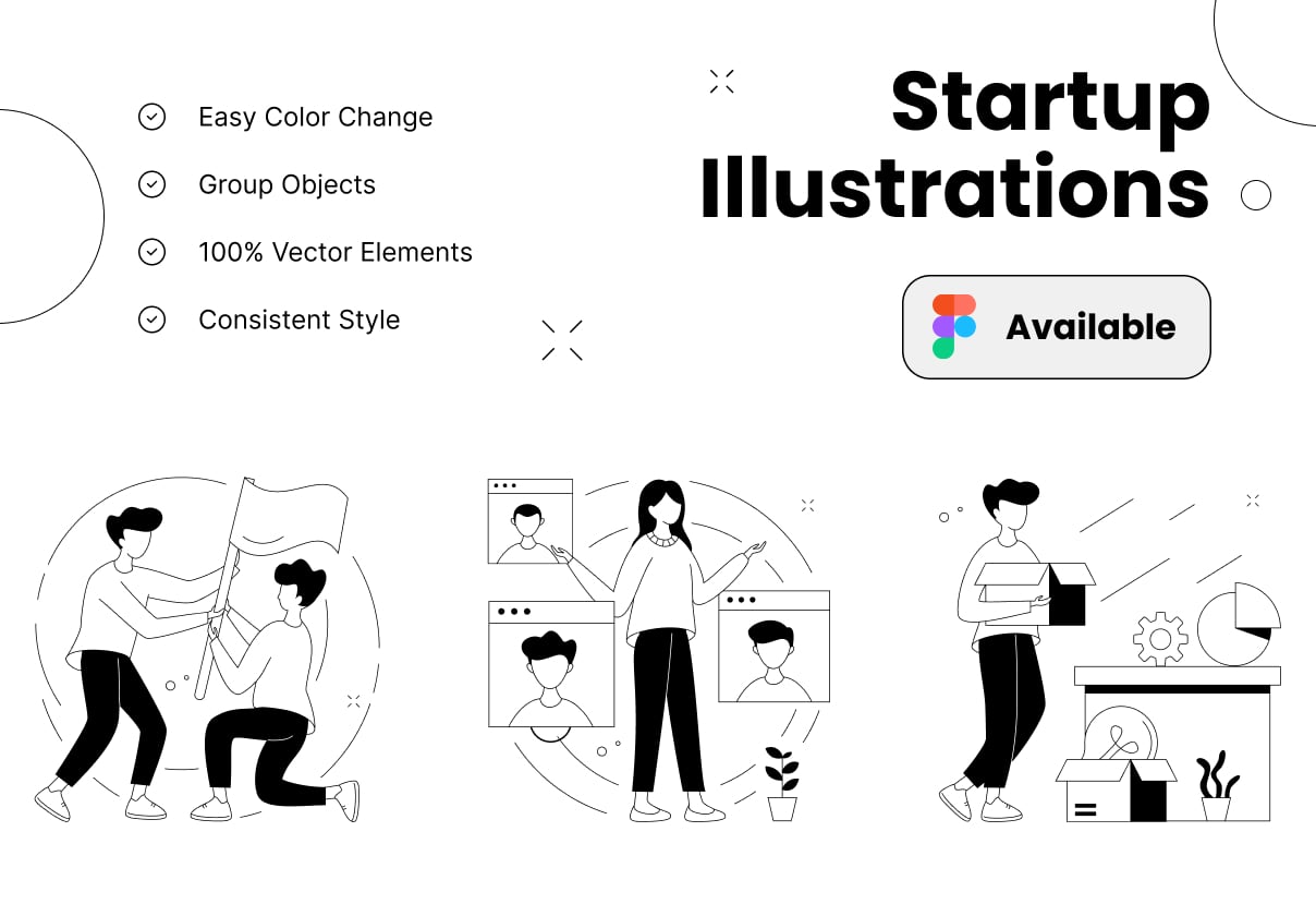 Simple Illustration for Startups - SaaS design asset by ui8