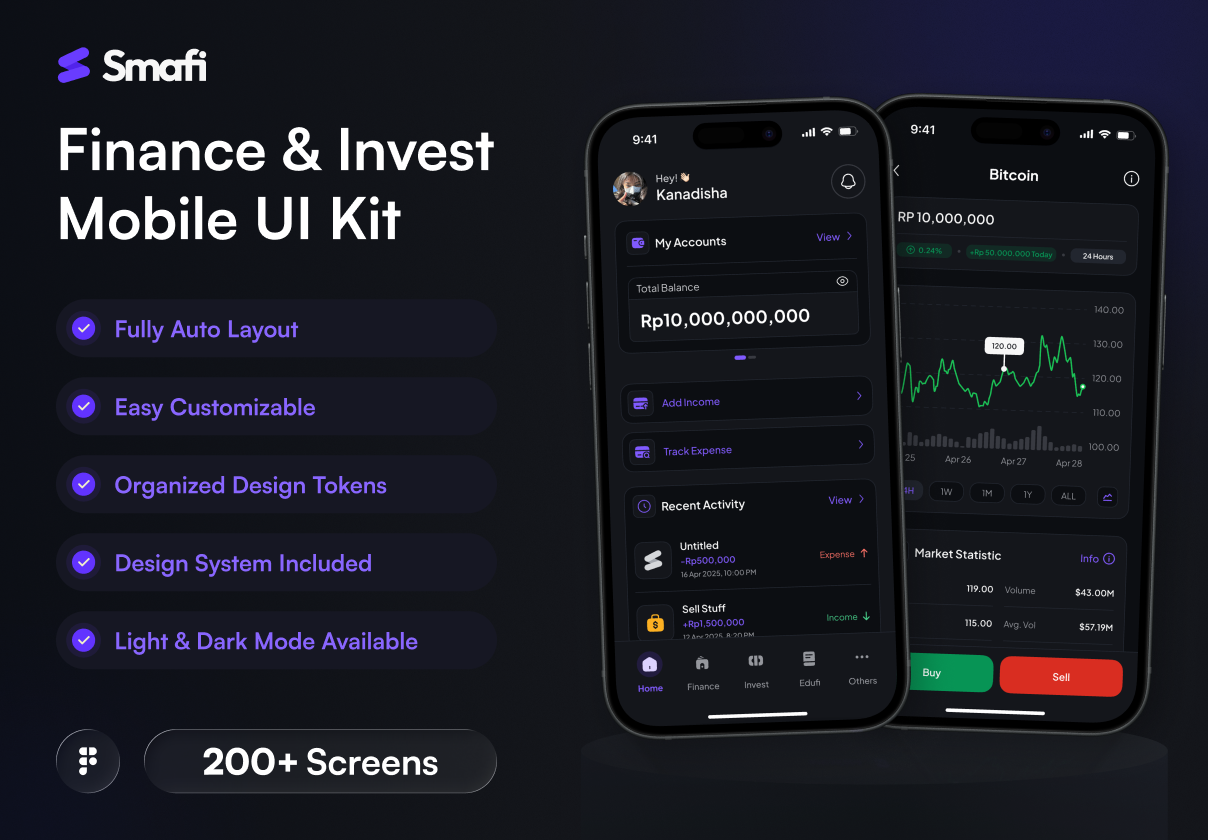 Smafi - Finance & Invest App UI Kit