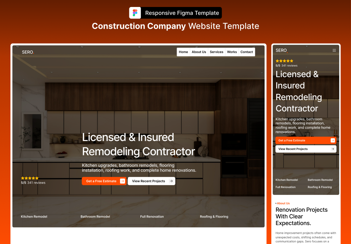 SERO - Construction Company Figma Template - Uncategorized design asset by ui8