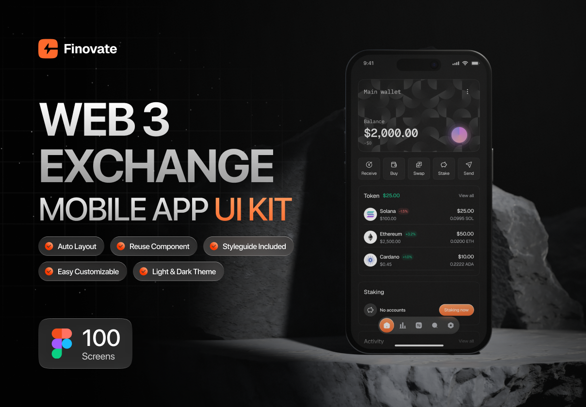 Web3 Exchange Mobile App UI Kit - Finovate