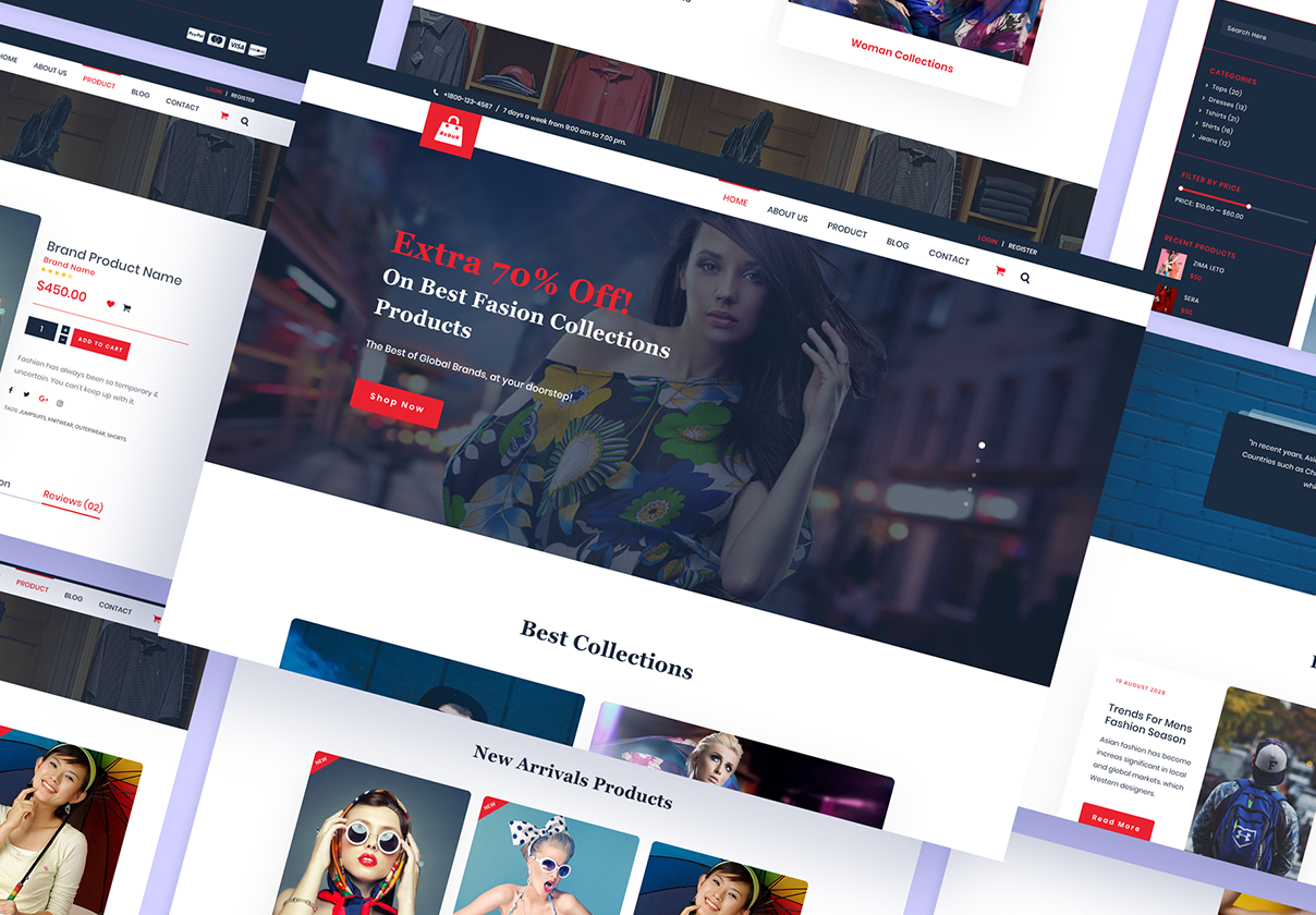 Trendy E-commerce Website Template — Themes &amp; Templates on UI8